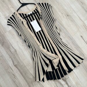 Zara Black and Tan Striped Knit Top